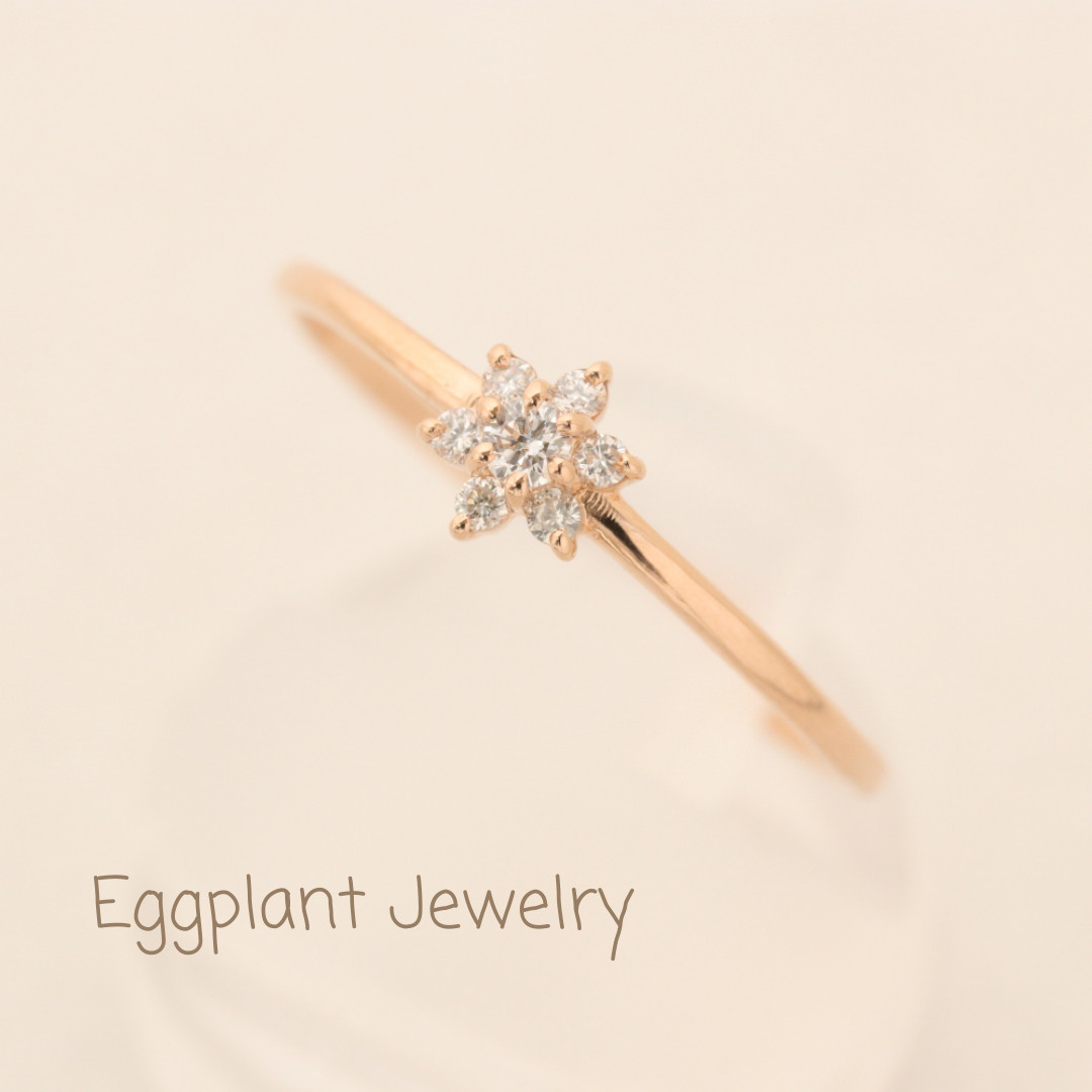 【K18PG】六花（りっか）ダイヤモンドリング