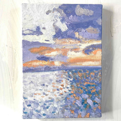 原画 油彩画「近所の風景 高速と空」絵画・サムホールサイズ（16×23