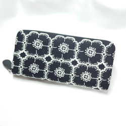【受注】刺繍1 グレーネイビー×ホワイト 本革長財布 ミナペルホネン ミナペルホネン 長財布 のおすすめ人気通販 検索結果｜Creema(クリーマ