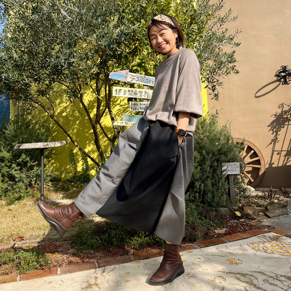 二重織デニムのタックスカート 4枚目の画像