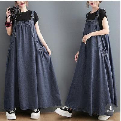 大きいサイズ　レディース　デニム　サロペット　ワンピース　ロング 人気⭐ 5,083円