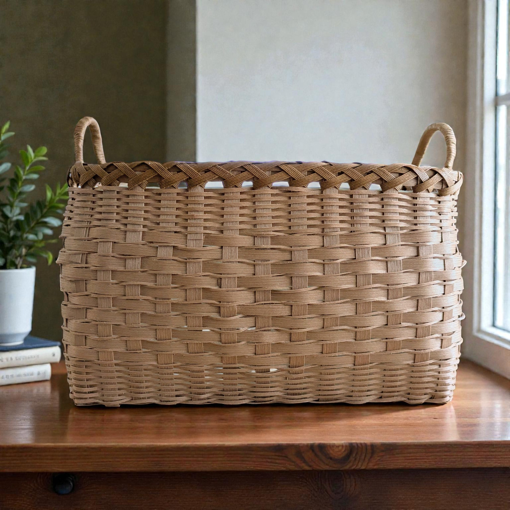 にょみ様用クラフトバンドで作ったバスケットかご 新生活やお部屋の整理に 大容量クラフトバンド製バスケット かご