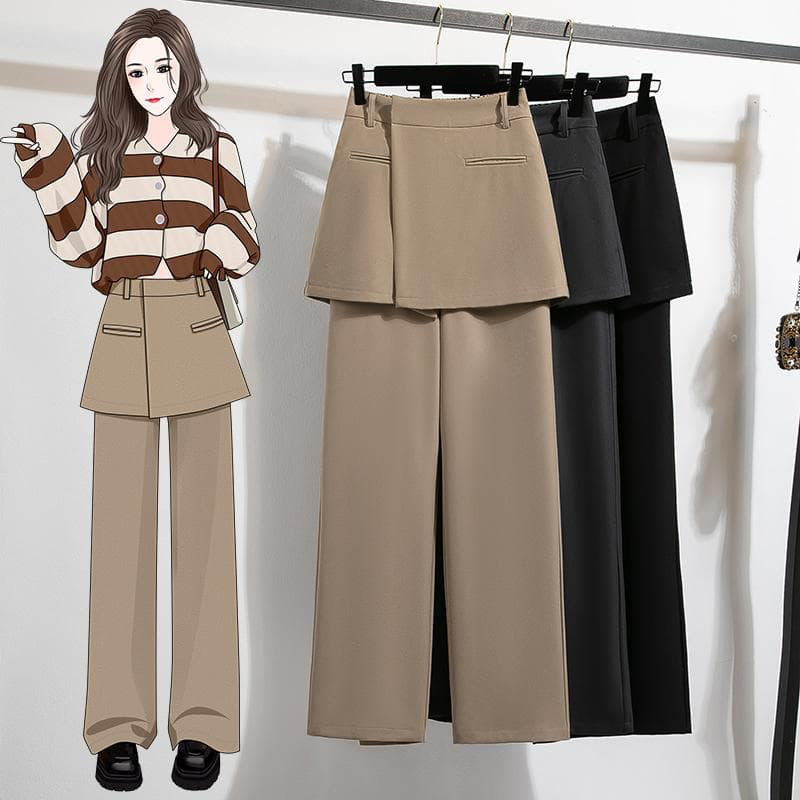 【大きいサイズ】新品 ドッキングパンツ ワイドパンツ キュロットスカート付