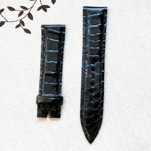 オーダー売約済み】腕時計ベルト 20-18mm クロコダイル ブラック #211