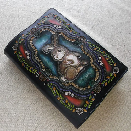 レザー単行本カバー　刻印＆拭き染め レザー単行本カバー 刻印＆拭き染め ブックカバー 8Peaks 通販