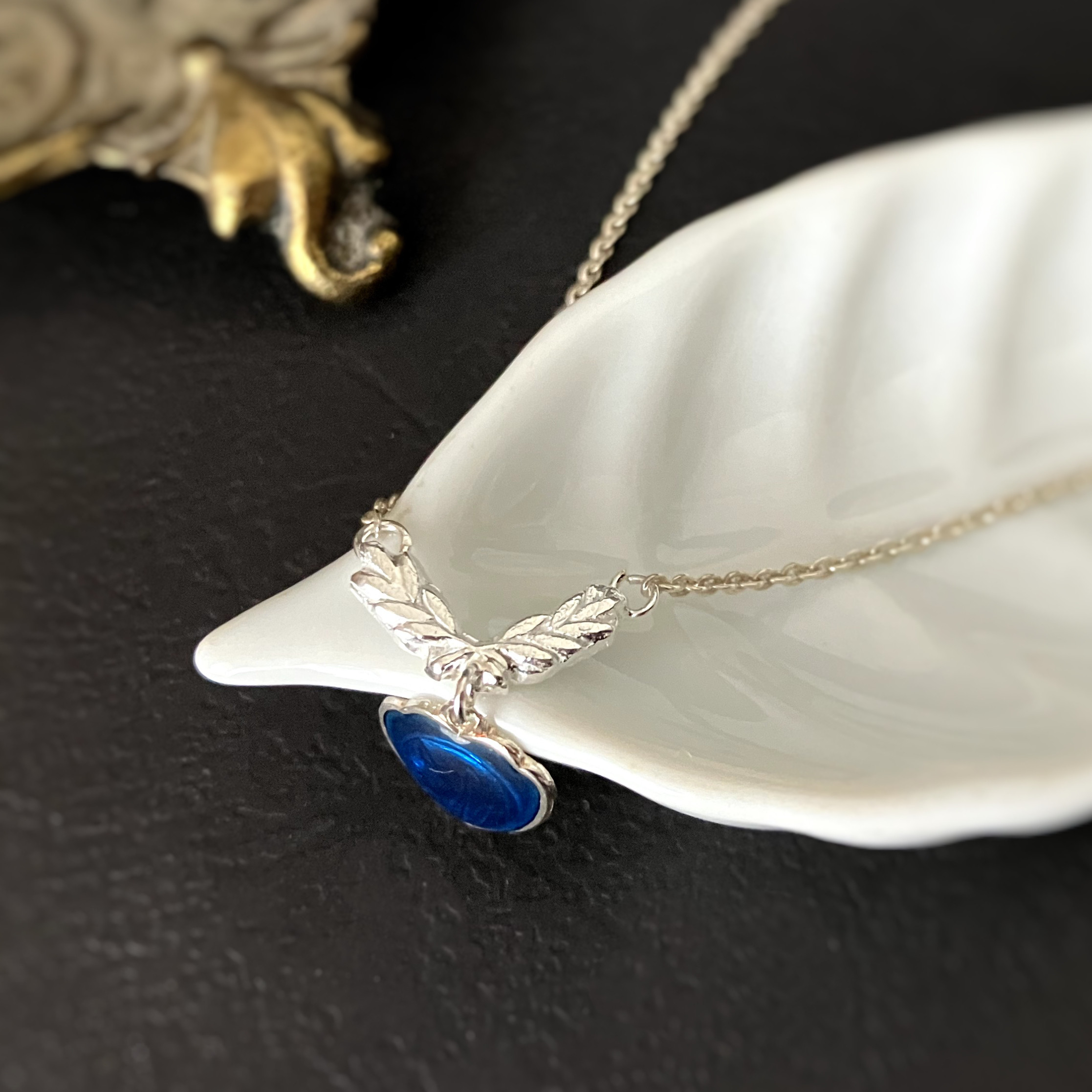 [Fontaine de Lourdes] Laurier 月桂樹のネックレス silver*blue