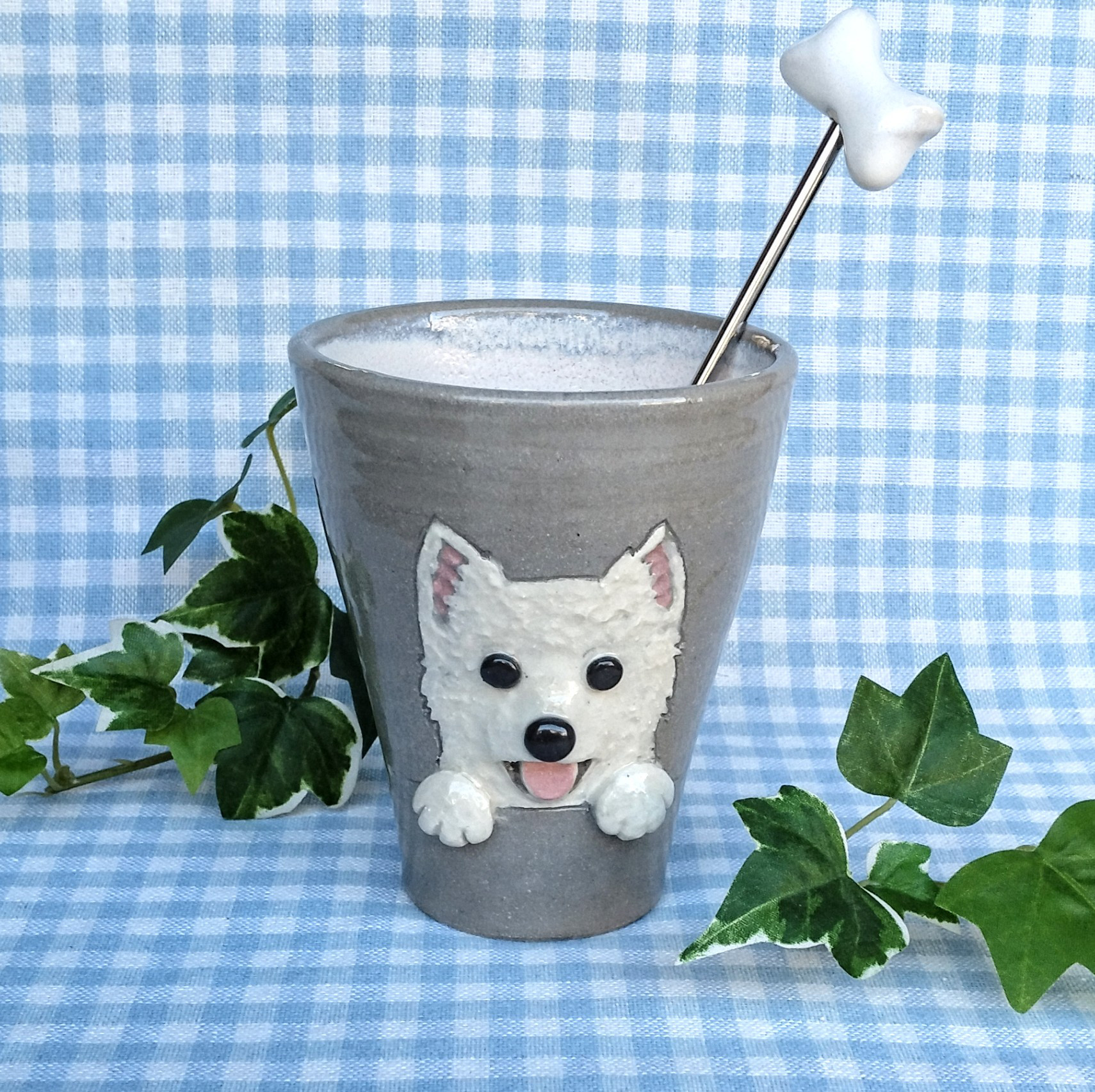 ウエスティの ぷくぷく立体カップ ＆ 骨のマドラー