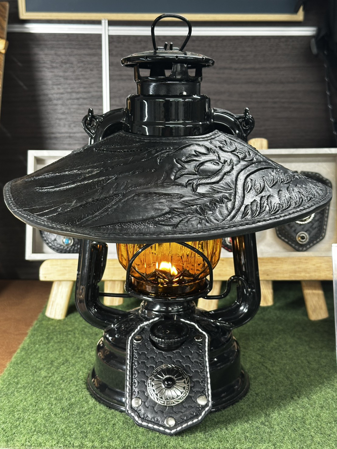 本革レザーシェード　和龍　オイルランタン等に