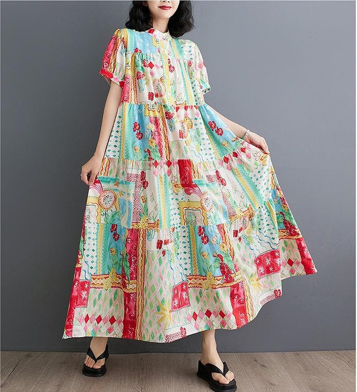 大きいサイズ レディース ロング　ワンピース　春夏 秋 新品 半袖　シャツ 5,023円