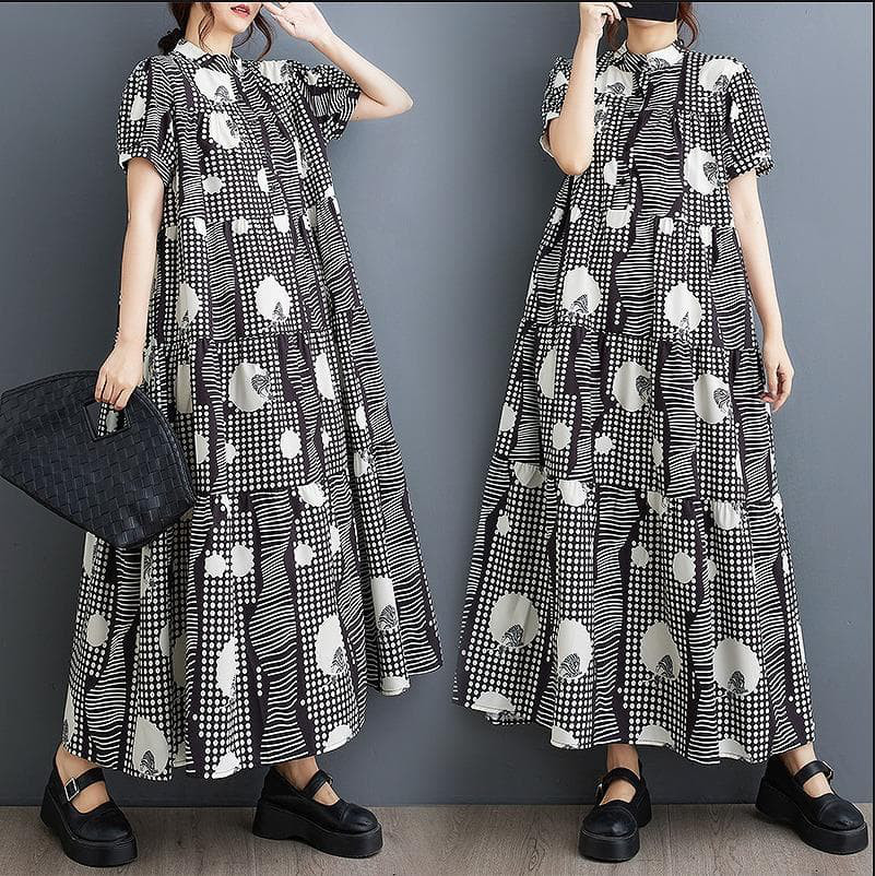 大きいサイズ レディース ロング　ワンピース　春夏 秋 新品 半袖　シャツ