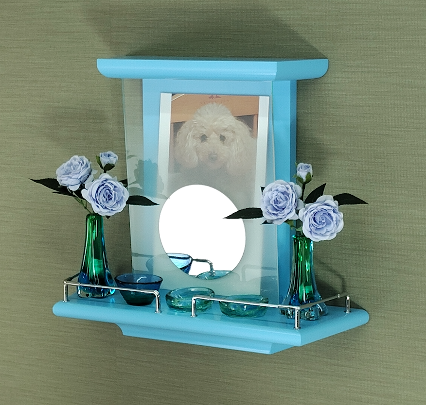 【 未来神棚　 心の鏡 】　推し活　ブルー　二社宮神棚　モダン神棚 　壁掛け型　　神鏡は1枚ずつ職人の手作り