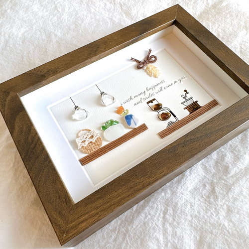 No.159 【人気】シーグラスアート シーグラス シー陶器 天然石 カフェ