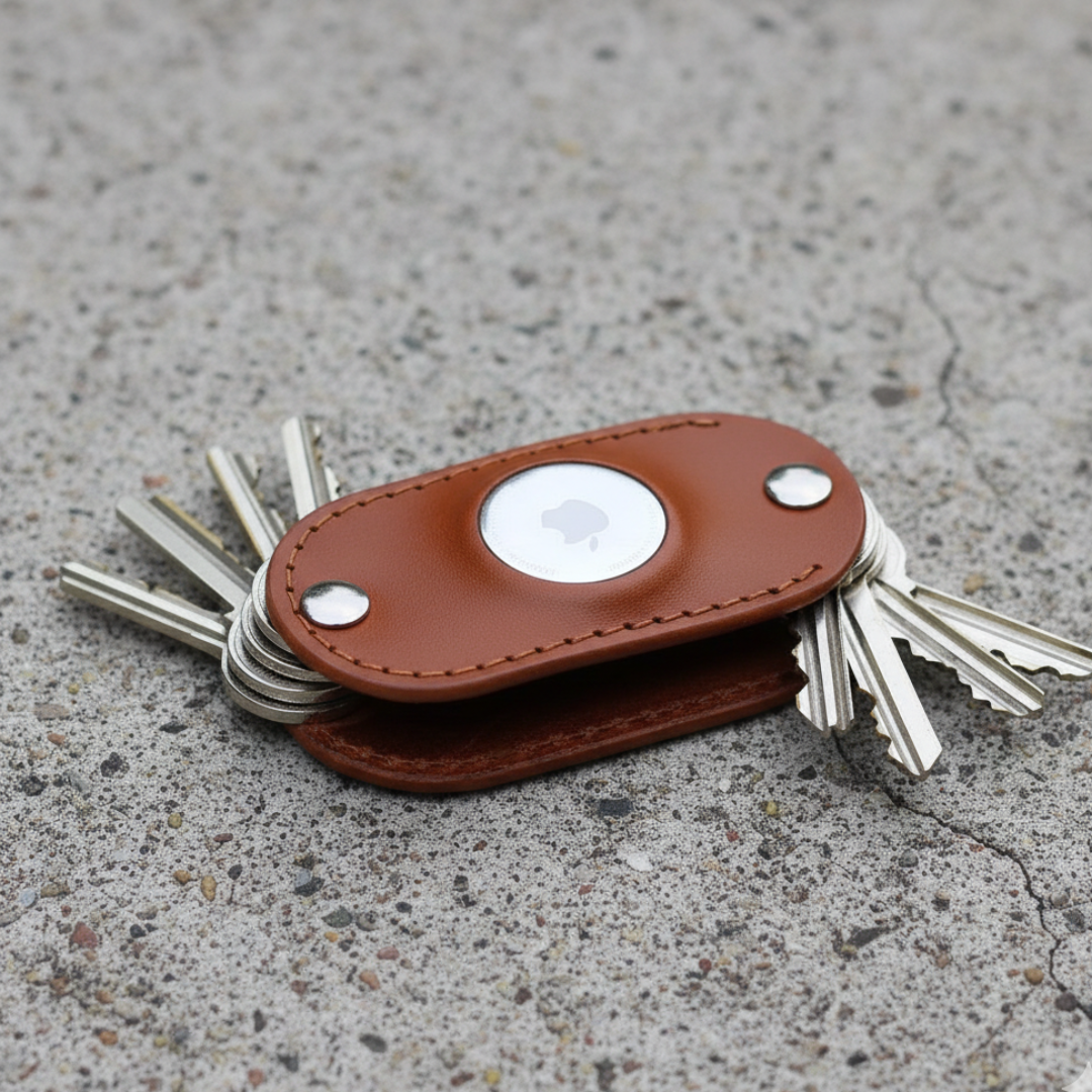 エアタグ対応 本革キーケース｜AirTag収納可・ネジ式・名入れ対応・コンパクト　ブラウン