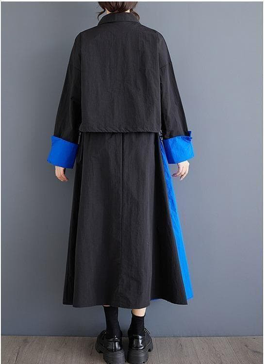 新品 大きいサイズブルーセットアップ ショートトップスロングスカート秋冬jｈ