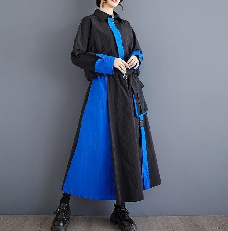 新品 大きいサイズブルーセットアップ ショートトップスロングスカート秋冬jｈ