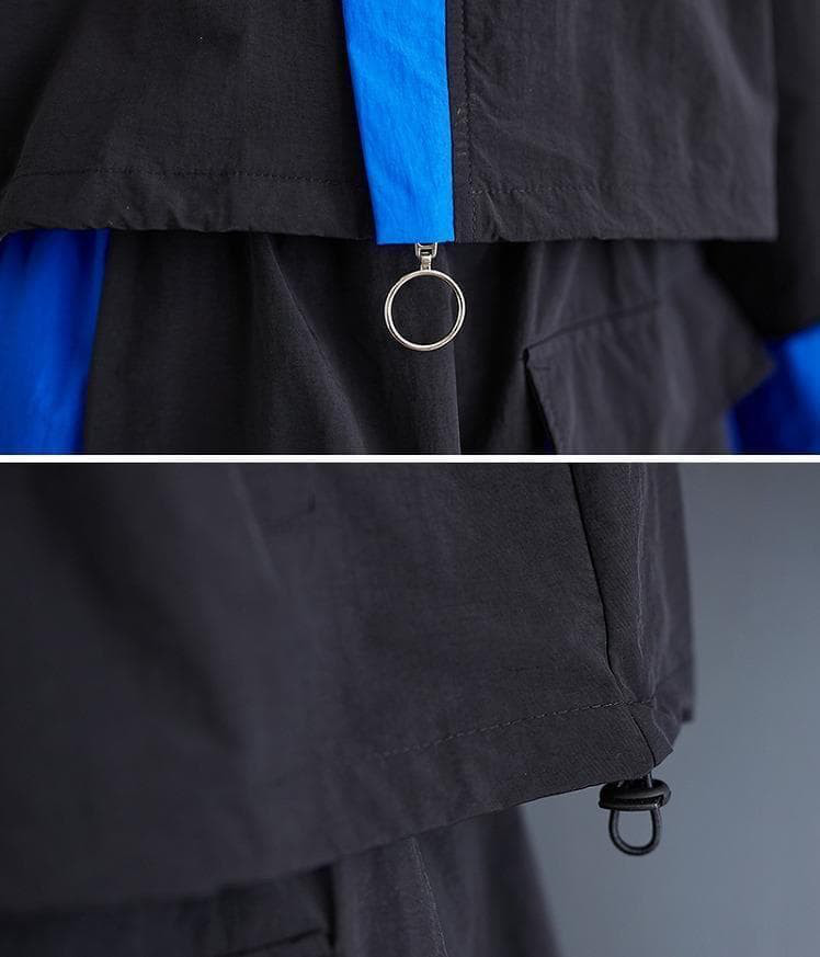 新品 大きいサイズブルーセットアップ ショートトップスロングスカート秋冬jｈ