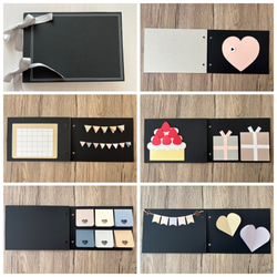 手作り仕掛けアルバム 仕掛けパーツ17点セット【赤ピンク系】 型紙