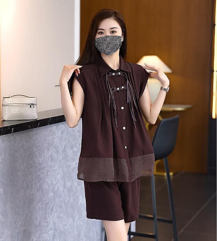 大きいサイズ レディース セットアップ　ショートパンツ　春夏 秋 新品 半袖 5,165円