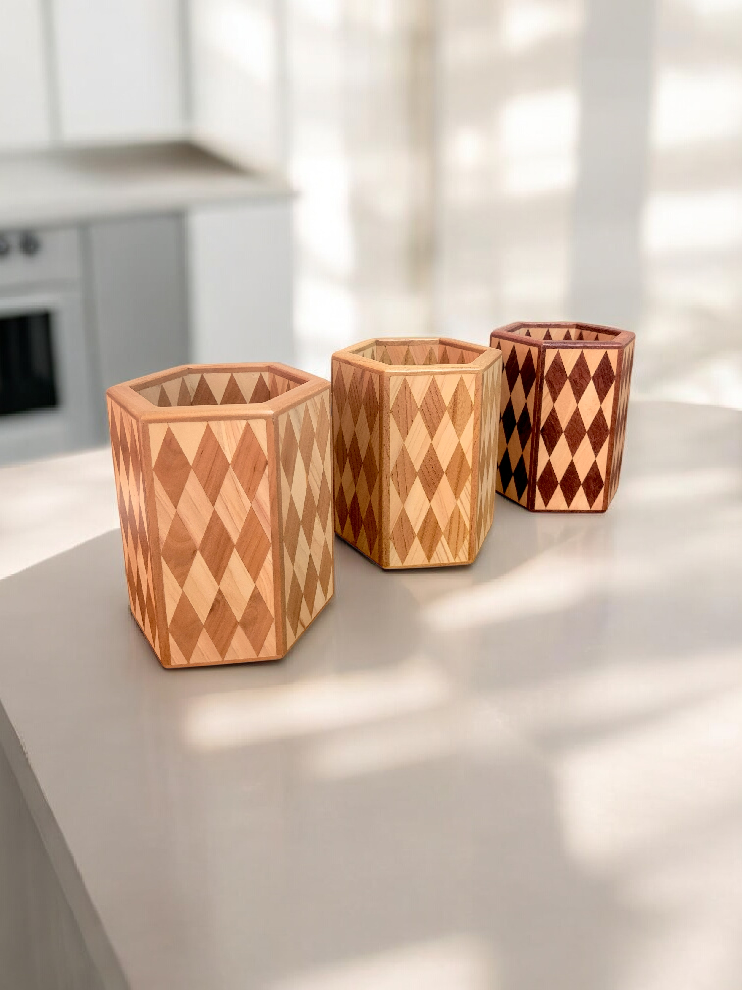 ♢菱形寄木のペンスタンド