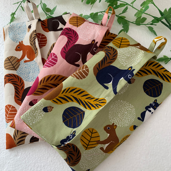 エコティッシュカバー☆マスクストッカー♪リス♡squirrel♪3カラー 4枚目の画像