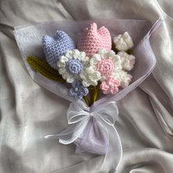 枯れない花】チューリップ スワッグ 毛糸の花束 あみぐるみ 枯れない