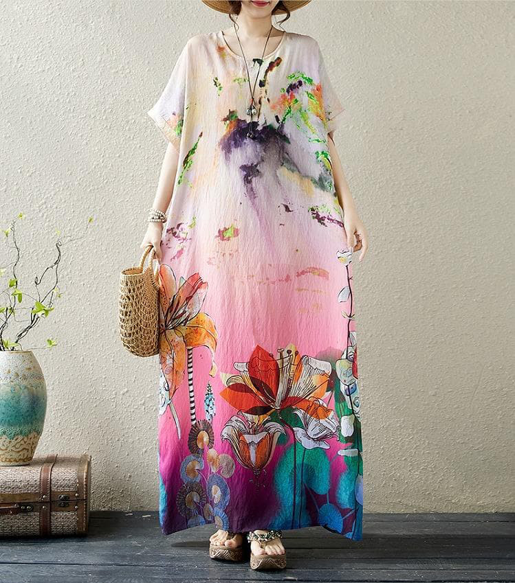 大きいサイズ レディース ロング　ワンピース　春夏 秋 新品 半袖