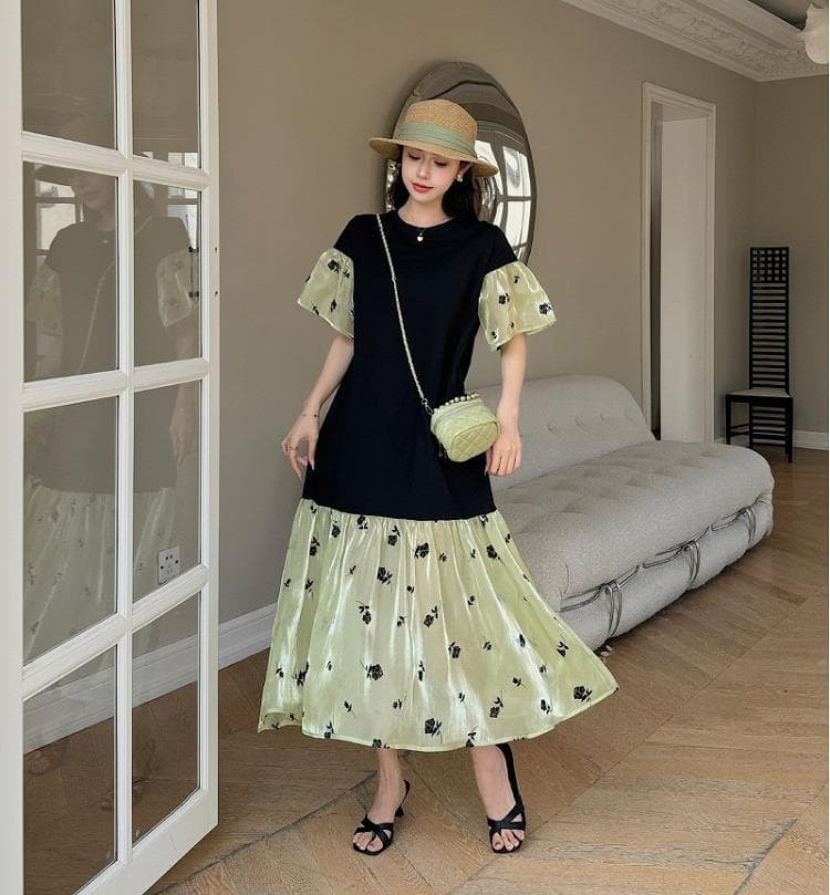 大きいサイズ レディース ロング　ワンピース　春夏 秋 新品 半袖