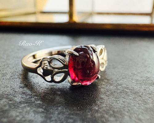 ✨silver925大人のアンティーク調リング〜ルベライト(レッドトルマリン