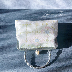 1月の新作　優しい紫ほんのりグラデーション優しく上品な表情♡帯地バッグ　フォーマルバッグ 6枚目の画像