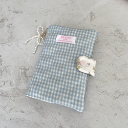 A6バインダーカバー＆バインダーセット 水色 キルティング 花柄 韓国