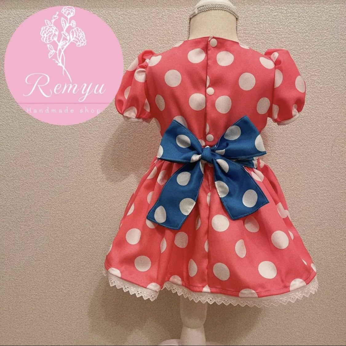 蛍光ピンクドット　ワンピース♡パルパルーザ♡白リボンタイプ♡