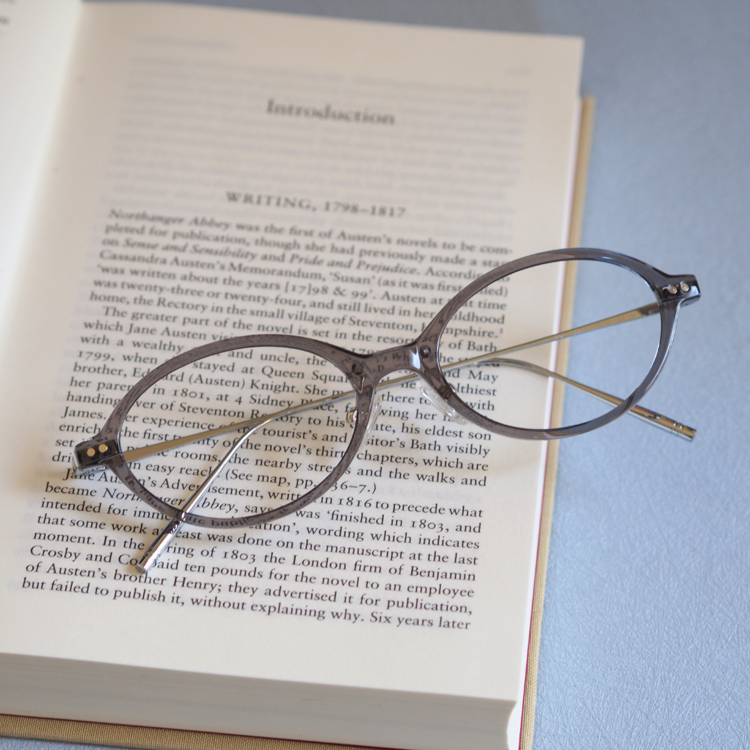 TR素材×メタル　楕円型コンビネーションフレーム｜グレイ×シルバー