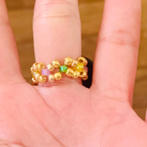 ハンドメイド チェコガラスボタンリングA 指輪・リング viola 通販