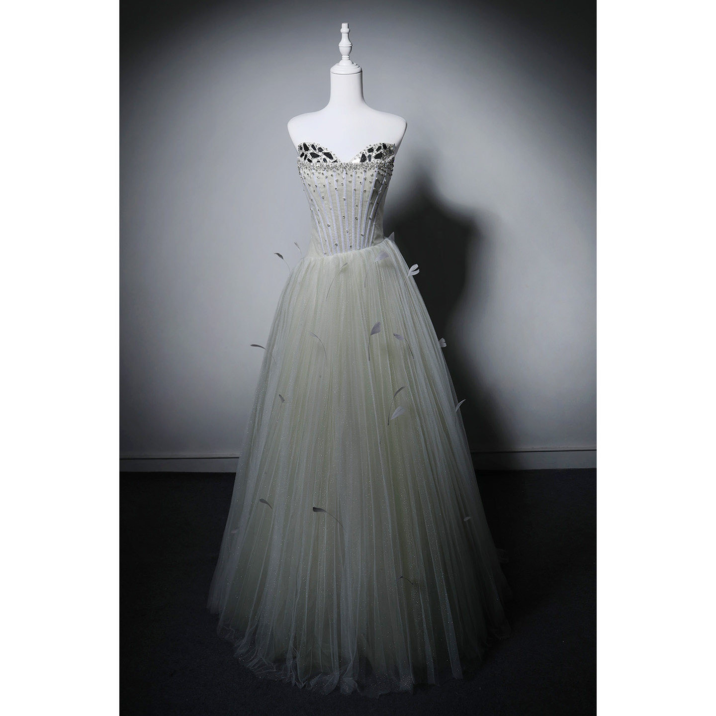 綺麗 ミストグリーン オフショルダー チュール パーティードレス プリンセス 成人式 誕生日 二次会 前撮り M005