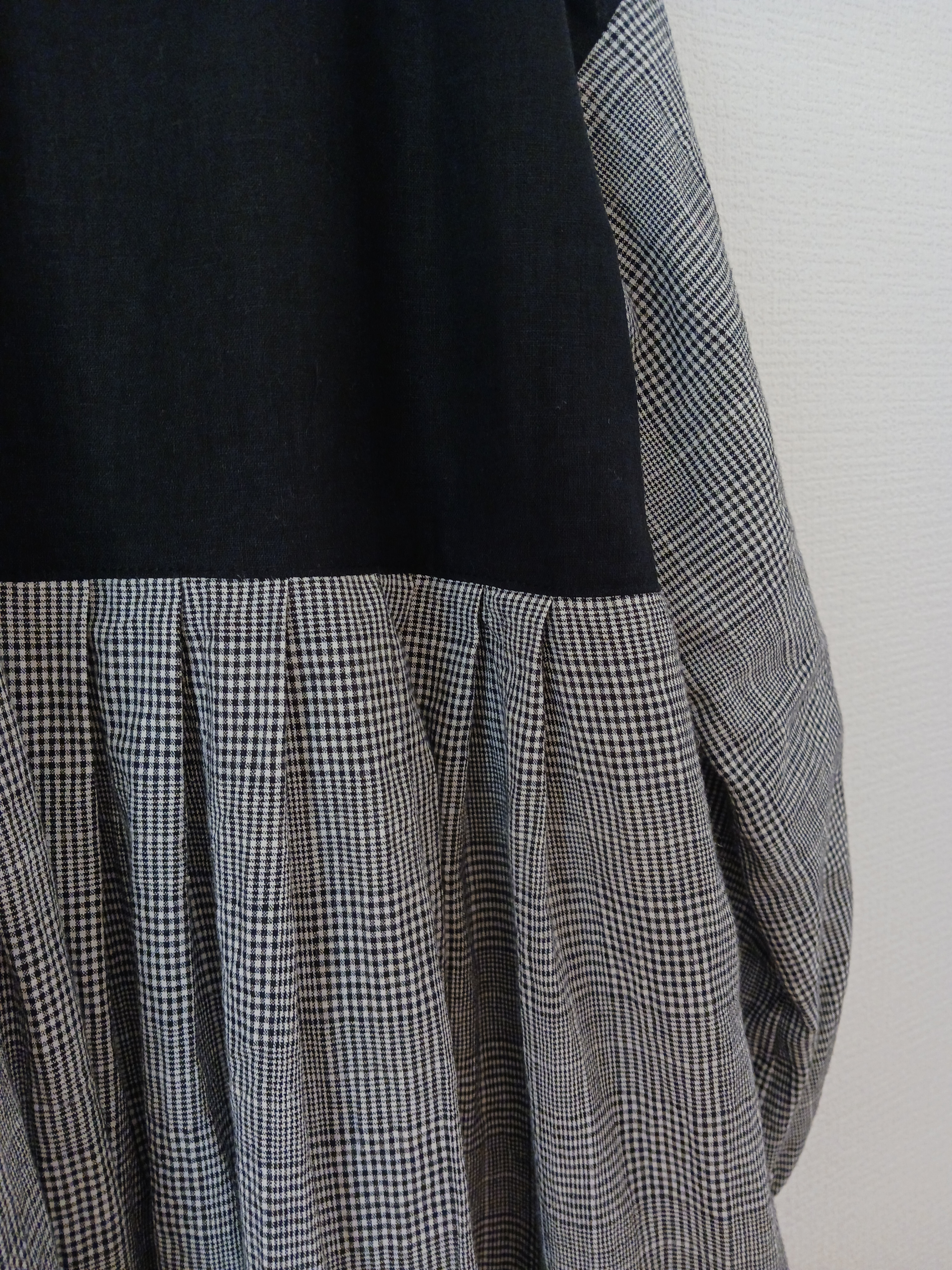 【woman's S.M.L】綿麻グレンチェック　可愛くととのうモノトーンワンピース