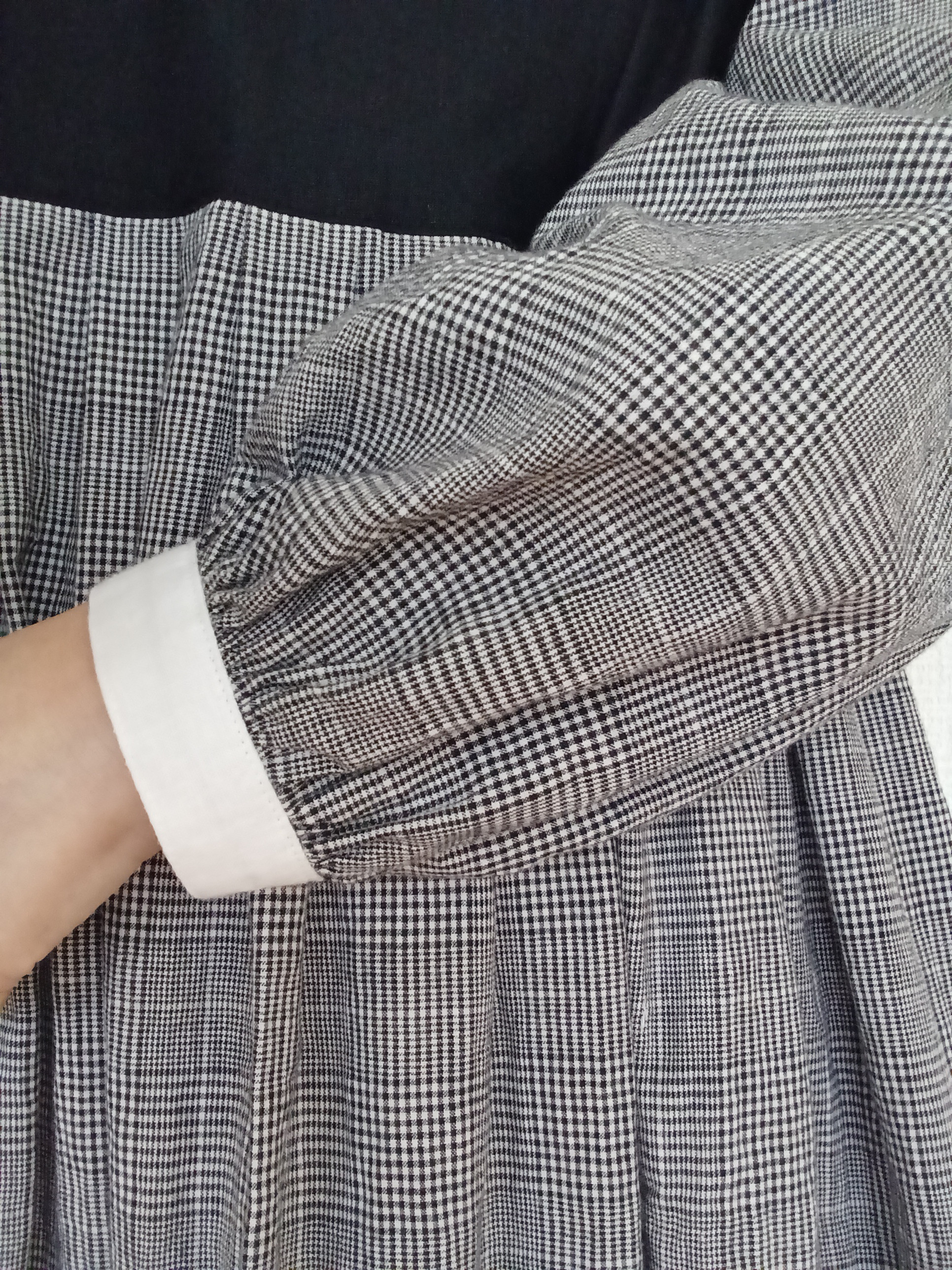 【woman's S.M.L】綿麻グレンチェック　可愛くととのうモノトーンワンピース