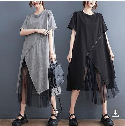 大きいサイズ　レディース　春夏　ワンピース　半袖　シースルー