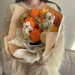 枯れない花】ひまわり あみぐるみ 枯れない花束 編み物 毛糸花束