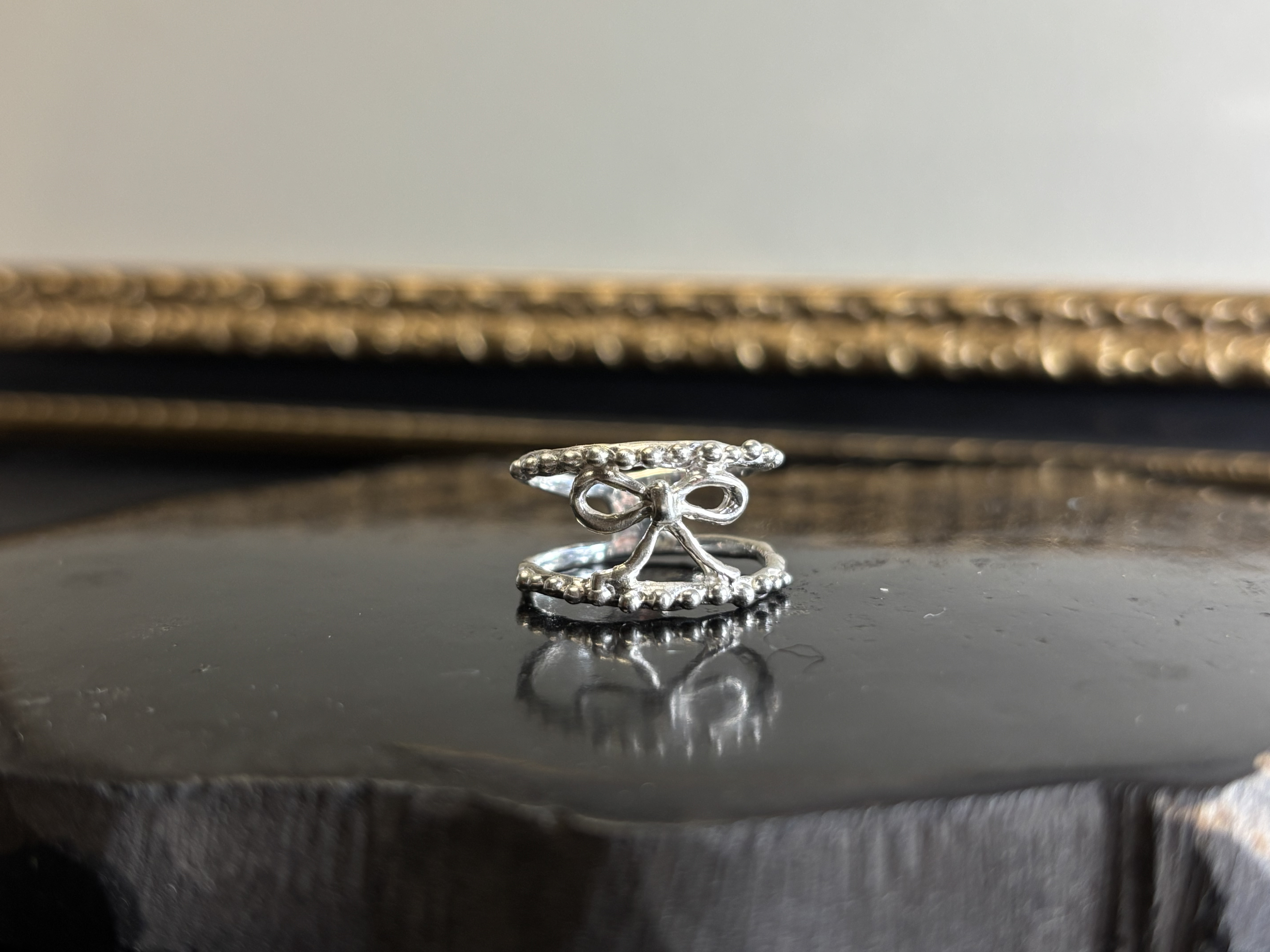 つぶつぶとリボンのリング ◆SILVER◆