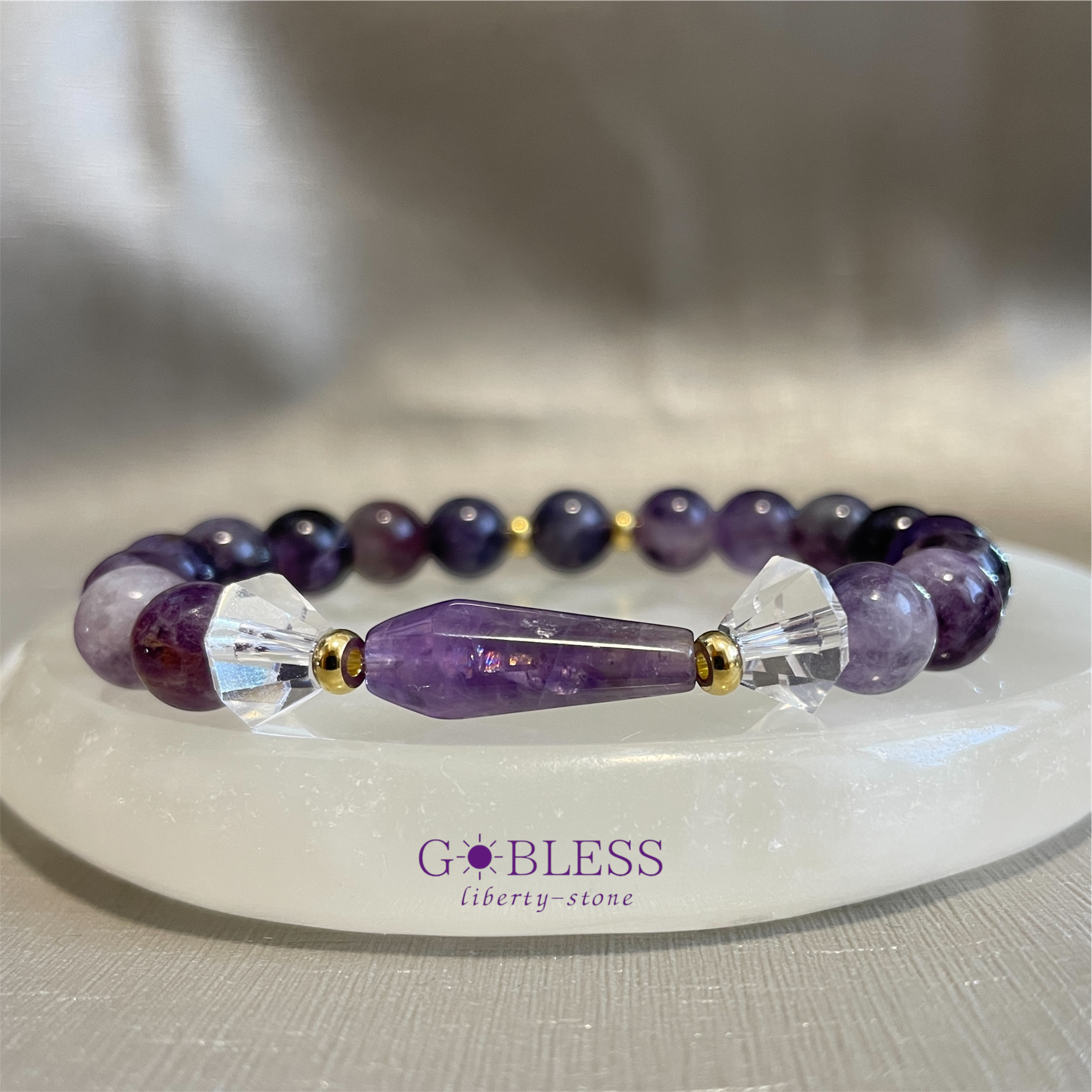 【数量限定】465. MY STELLA／アメジスト×パープルフローライト×山梨水晶／ブレスレット