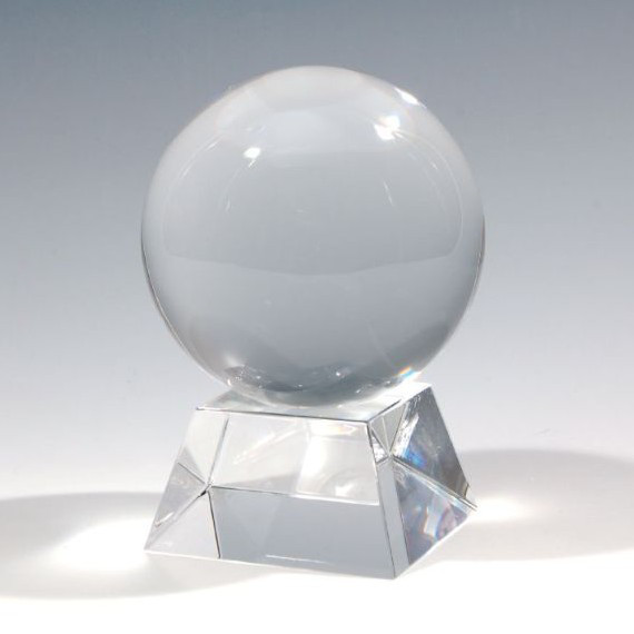 【彫刻無料】クリスタルボールランプ 80mm 水晶玉 台座付  お守り 置物 NKTR-0047