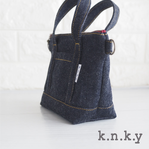 翌日発送】トートバッグみたいなポーチ デニム金茶 ポーチ knky