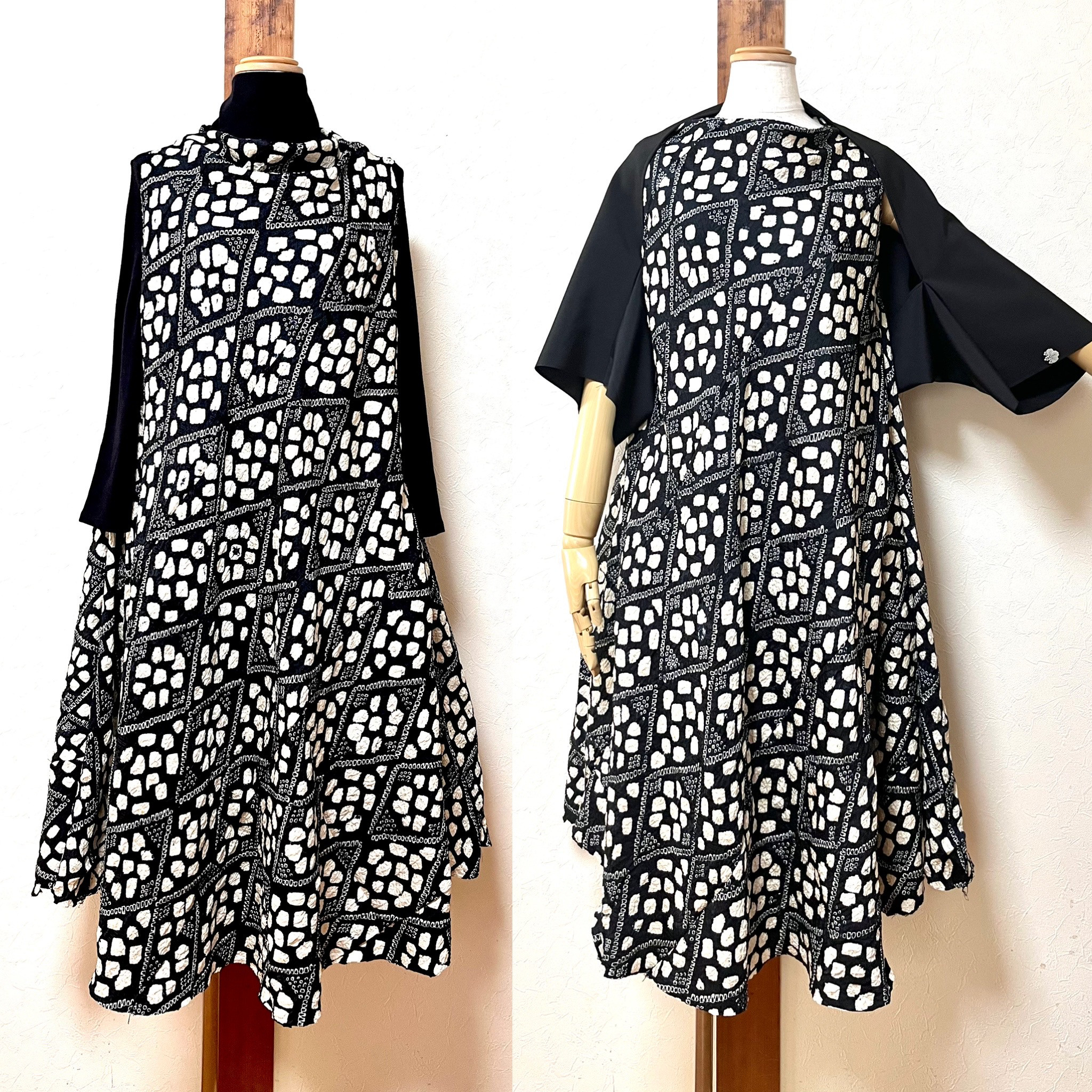 絞りのアンサンブルワンピース　　着物リメイク