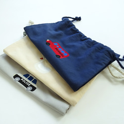 【個人化訂製，5天內出貨】刺繡三件套幼兒園和小學入學典禮用品（警車） 第4張的照片