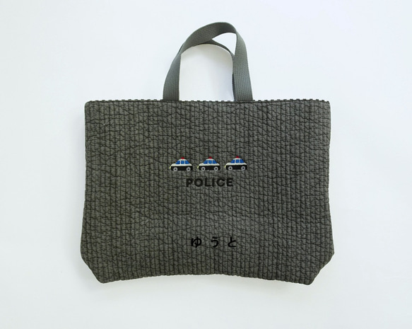 【個人化訂製，5天內出貨】刺繡三件套幼兒園和小學入學典禮用品（警車） 第7張的照片
