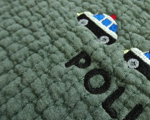 【個人化訂製，5天內出貨】刺繡三件套幼兒園和小學入學典禮用品（警車） 第5張的照片