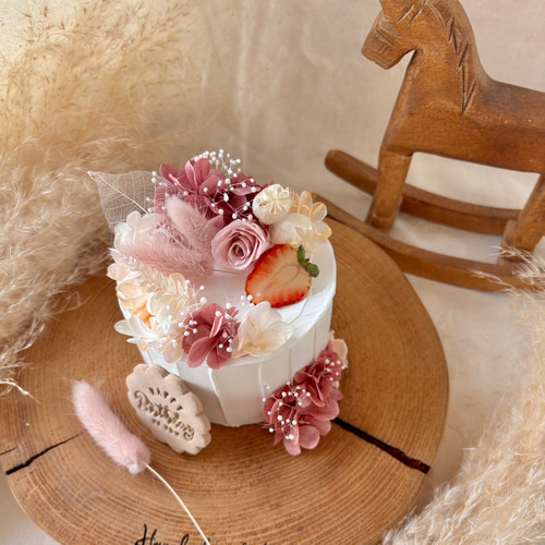 ローズとピンク紫陽花のミニクレイケーキ♡ 雑貨・その他 poispois