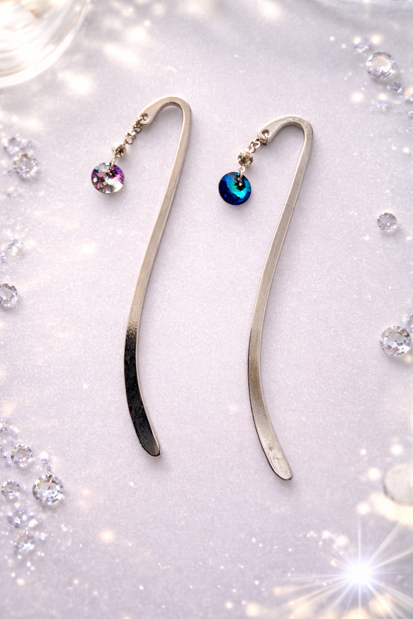 レアカラークリスタルのメタルブックマーカー しおり・ブックマーク