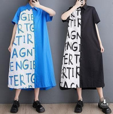 大きいサイズ レディース ワンピース　英字　春夏 秋 新品 半袖　シャツ