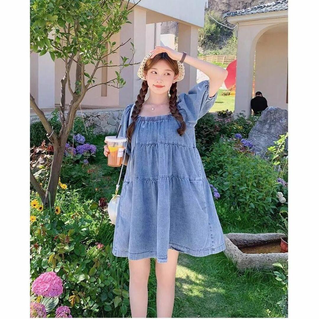 【大きいサイズ有】 レディース　デニム　ワンピース　春夏 秋 新品 半袖